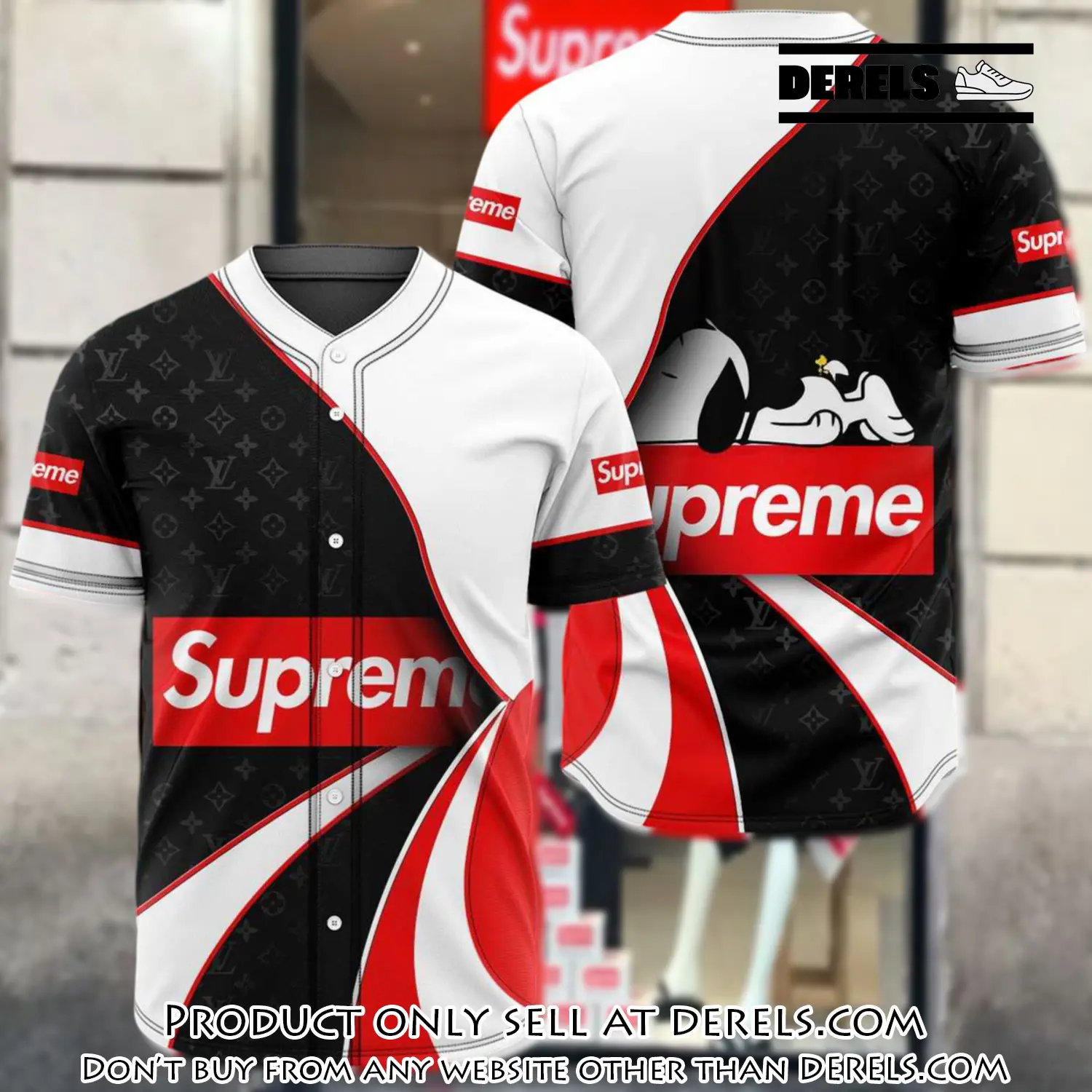 Supreme black white baseball jersey shirt luxury bjs1241 dr1100333